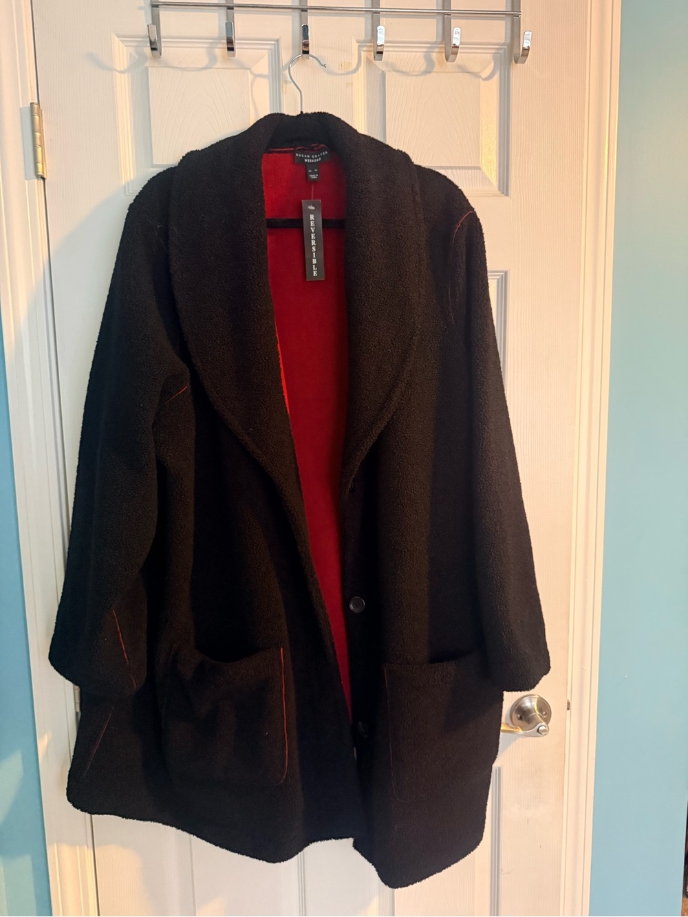 Susan Graver Black & Res Teddy Jacket reversible